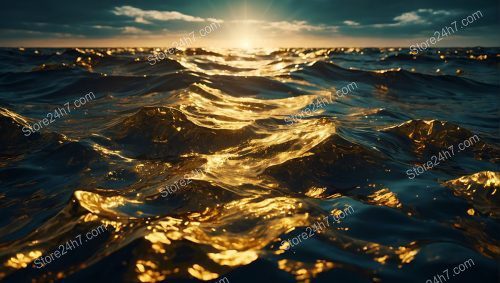 Golden Sunset Ripples on Ocean