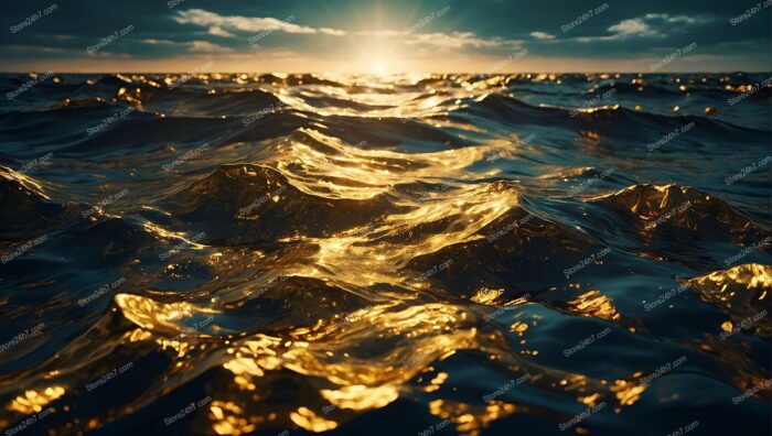 Golden Sunset Ripples on Ocean