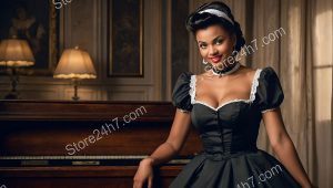 Classic Pin-Up Maid at Piano