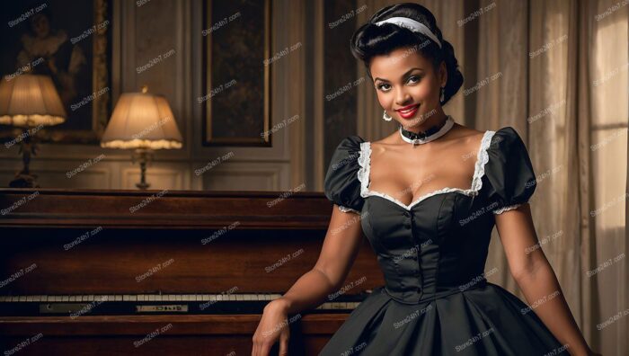 Classic Pin-Up Maid at Piano