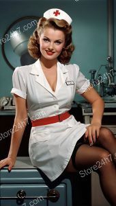 Classic 1950s Pin-Up Nurse with Charm