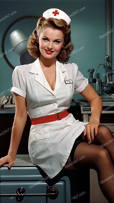 Classic 1950s Pin-Up Nurse with Charm