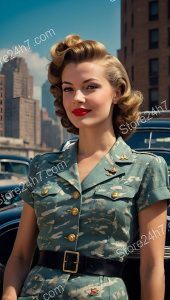 Vintage Military Elegance: Pin-Up Army Officer
