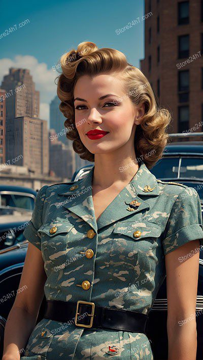 Vintage Military Elegance: Pin-Up Army Officer