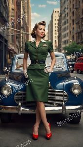 Post-WWII Military Uniform Pin-Up Elegance