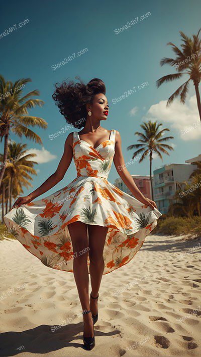 Retro Tropical Elegance Pin-Up Pose