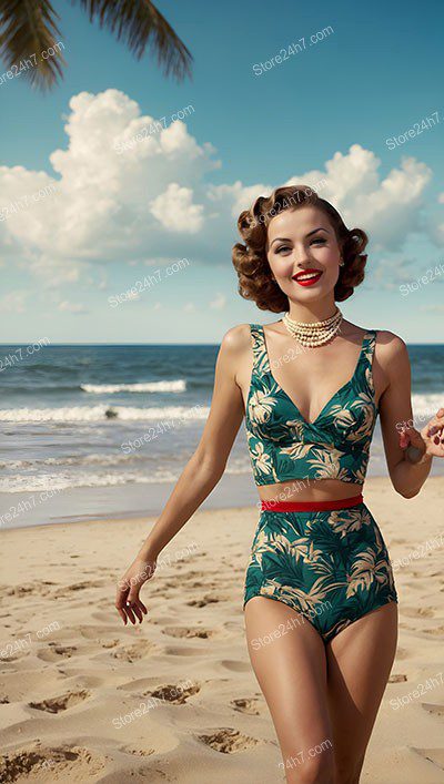 Vintage Beach Beauty in Pin-Up Style