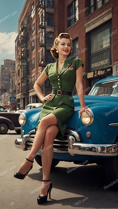Retro Military Elegance: Army Pin-Up Poise