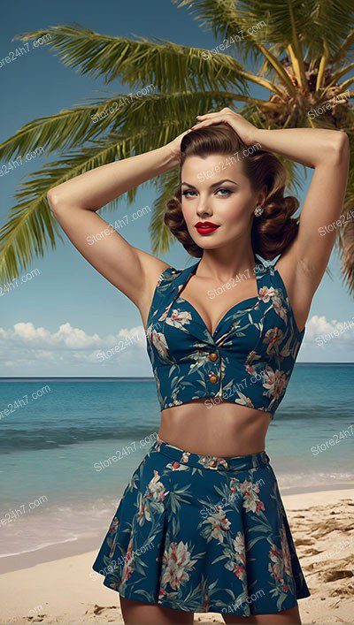 1940s Beach Beauty in Pin-Up Style