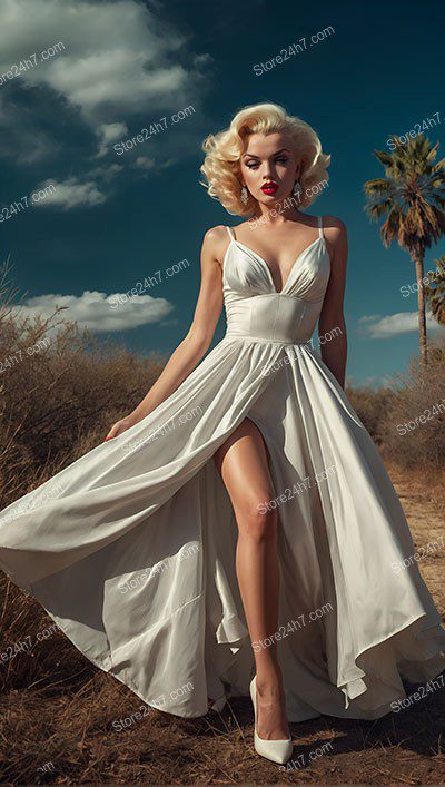 Desert Breeze White Pin-Up Dress