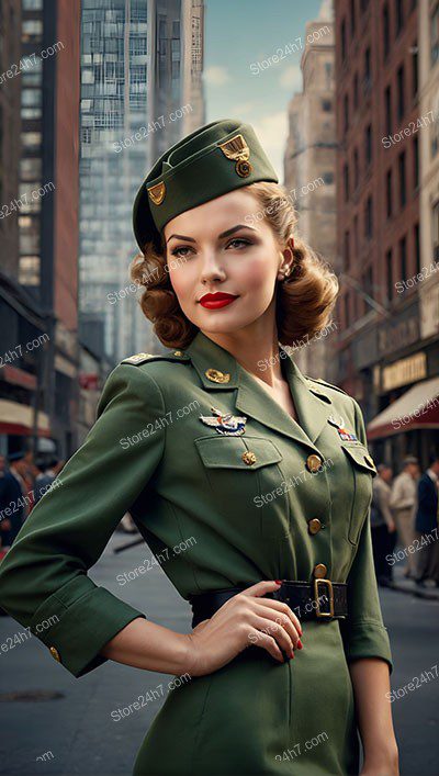 Timeless Military Pin-Up: Postwar Elegance Captured