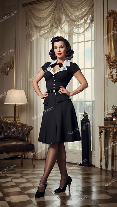 Elegant 1940s Pin-Up Maid Image