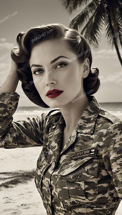Sultry Sergeant: Military Chic Pin-Up Glamour