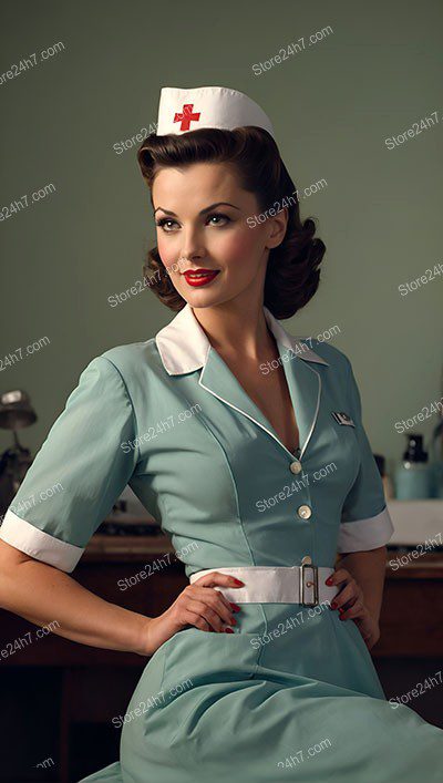 Retro 1950s Pin-Up Nurse Pose