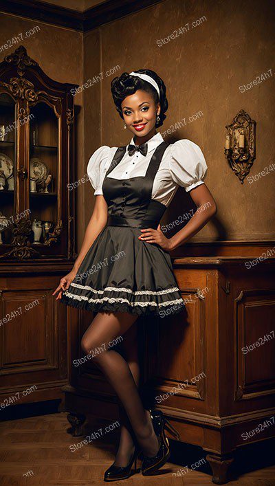 Charming Vintage Pin-Up Maid Pose
