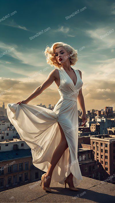 Rooftop Radiance in Pin-Up Style