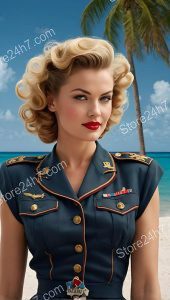 Tropical Bliss: Military Pin-Up with Vintage Flair