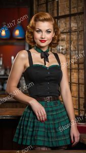 Scottish Plaid Pin-Up Waitress Poise