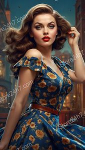Retro Floral Pin-Up Beauty