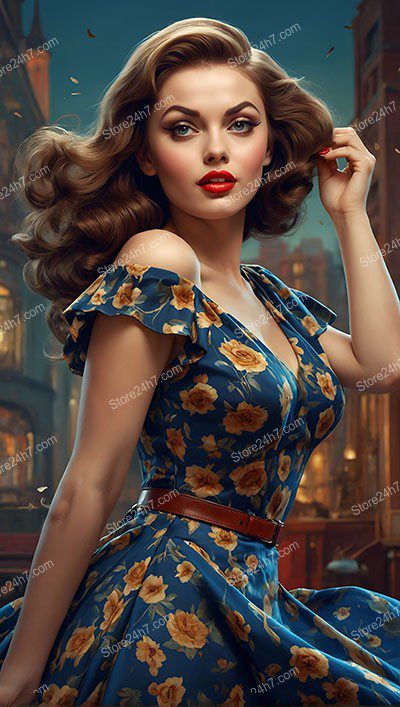Retro Floral Pin-Up Beauty