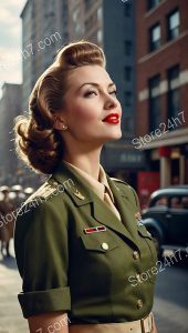 Army Pin-Up Star Gazing Elegantly