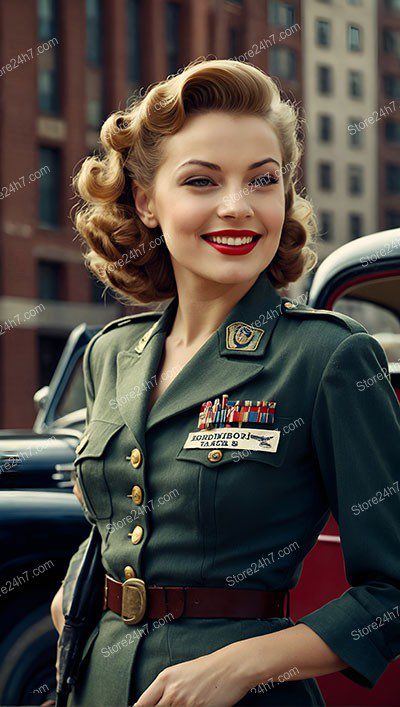 Glamorous 1940s Army Pin-Up Military Attire