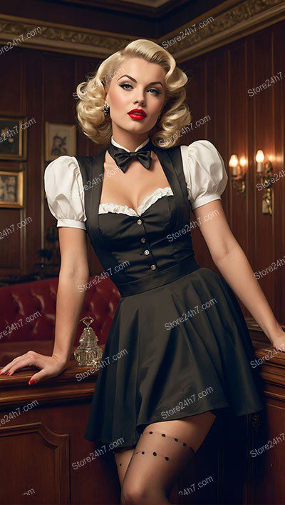 Glamorous 1940s Pin-Up Housemaid