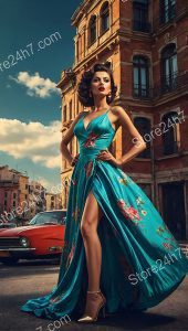 Turquoise Elegance Pin-Up Portrait