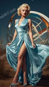 Elegant Pin-Up Lady in Blue