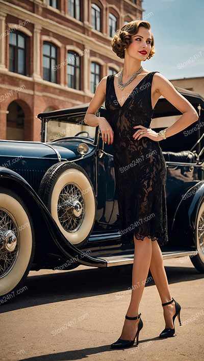1920s Elegant Lady with Classic Car