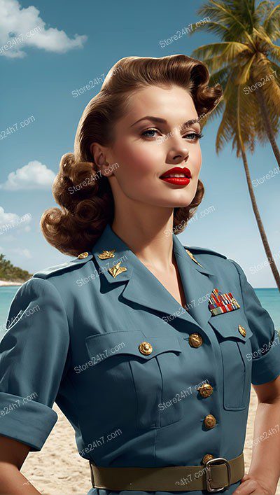 Vintage Chic: Military Pin-Up Beachside Glamour