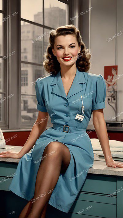 Retro 1940s Pin-Up Nurse Portrait