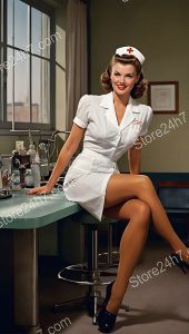 Retro 40's Pin-Up Nurse in Medical Setting
