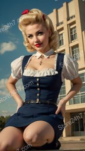 Navy Dress Vintage Pin-Up Style