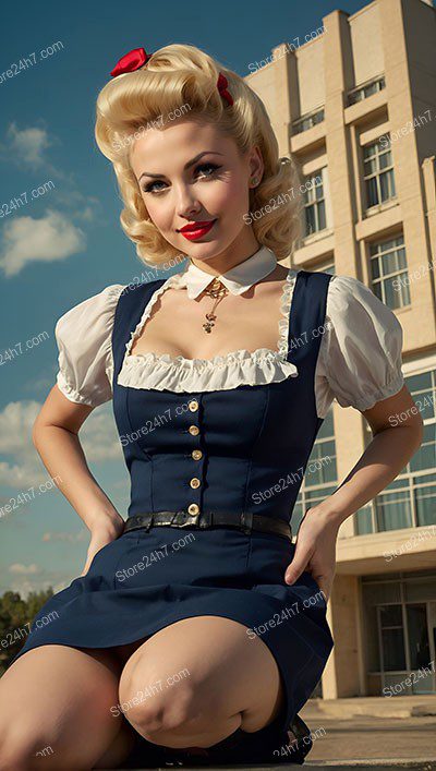 Navy Dress Vintage Pin-Up Style