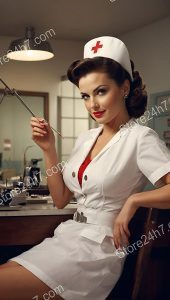 Sultry 40's Pin-Up Nurse with Hypodermic Elegance