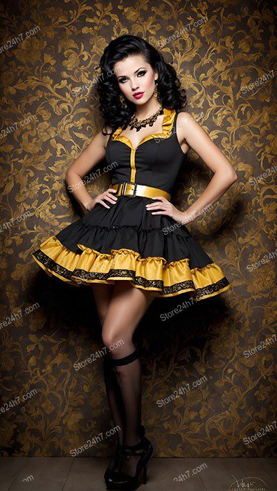 Golden Accentuated Pin-Up Elegance