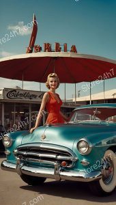 Sunlit Smile and Sky Blue Pin-Up Car