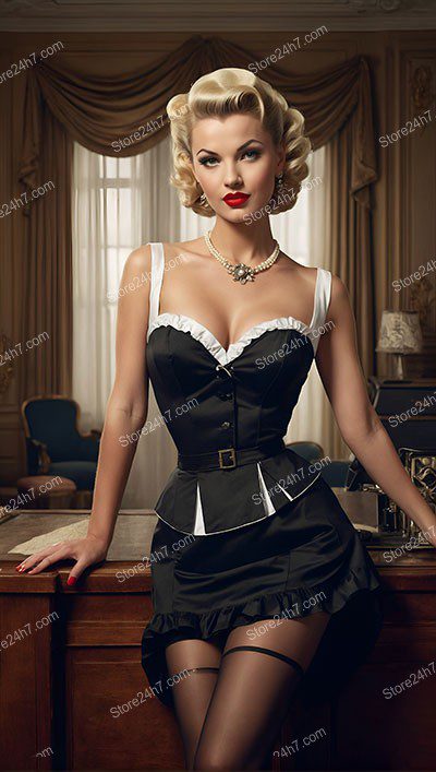 1940s Pin-Up Cosplay Maid Elegance
