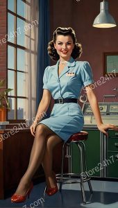 Classic 40's Pin-Up Nurse with Charm