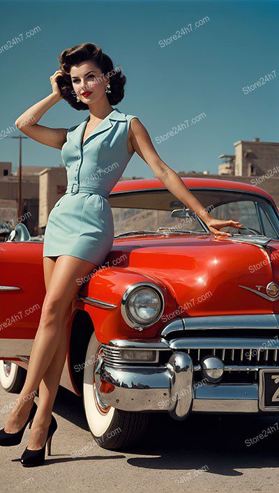 Retro Pin-Up Car Photoshoot with Model