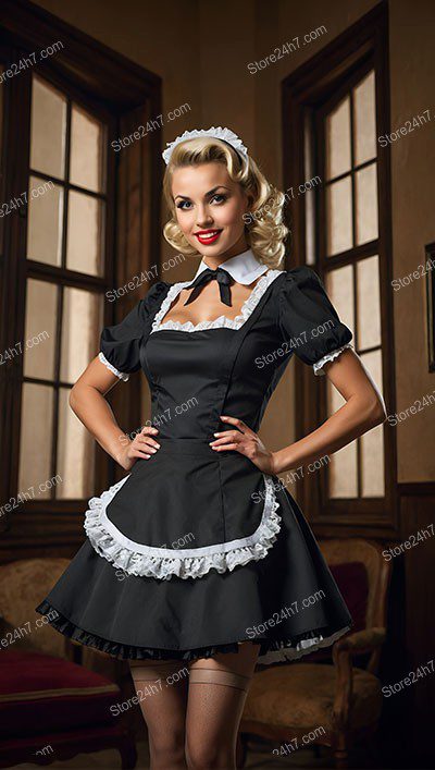 Elegant Pin-Up Maid Vintage Charm