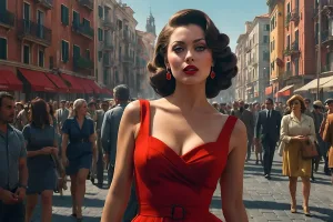 Enhance Your Brand with a Woman in Red Dress