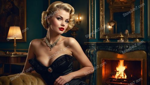 Classic Pin-Up Lady in Opulent Ambiance
