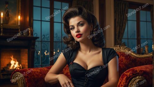 Sophisticated Pin-Up Lady in Vintage Ambiance