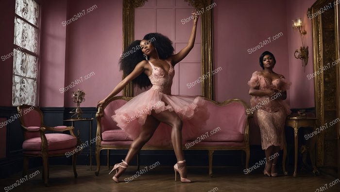 Balletic Showgirl in Pink Lingerie Enchants Club