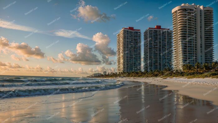 Miami Dawn: Condos Aglow with Ocean View