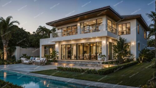 Florida Luxury: Stunning Single Family Home at Dusk