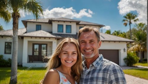 Family Portrait: New Homeowners Beaming with Joy