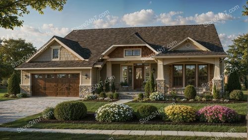 Craftsman Beauty: Stone Accents Suburban Home